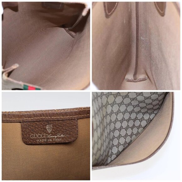 GUCCI GG Supreme Web Sherry Line Tote Bag PVC Beige 001 080 494 Auth 89539 - Picture 15 of 16